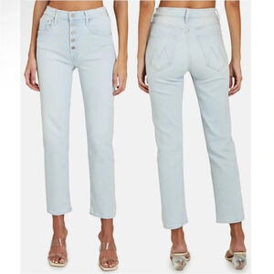 Mother the Pixie Tomcat Distressed Ankle Straight Leg Jeans Light Wash Size 24